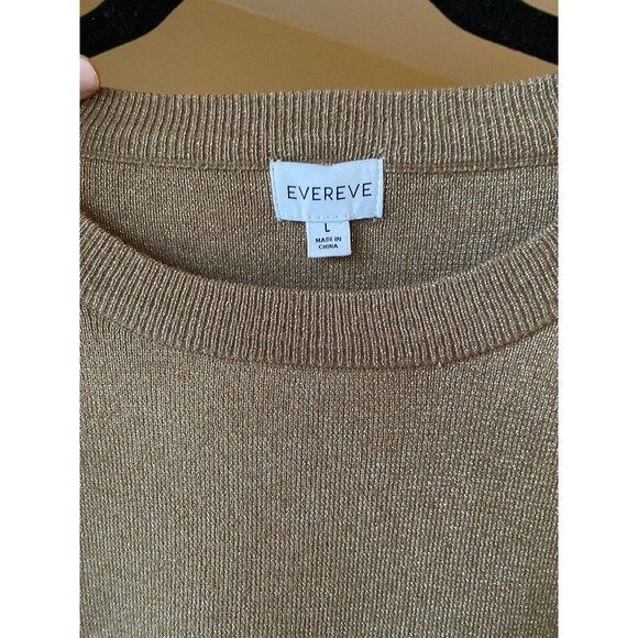 EVEREVE Lexi Lurex Balloon Sleeve Pullover Gold Crewneck Sweater Women Large EUC - Picture 8 of 12